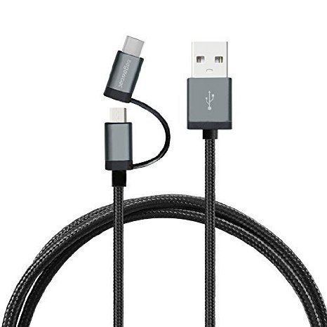 Type C, Segawoot Braided Micro USB Cable with USB C Reversible Connector for New Macbook 12 inch, ChromeBook Pixel, Nokia N1 Tablet, Asus Zen AiO and Other Devices with Micro USB