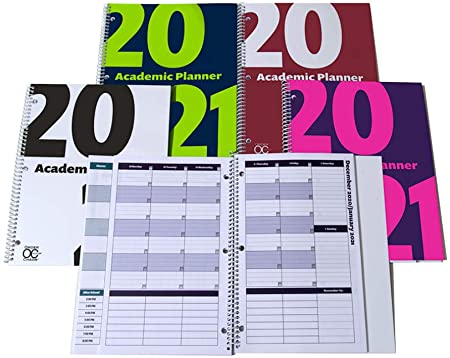 2020-2021 Academic Planner, A Tool for Time Management, Daily, Weekly & Monthly School Agenda for Keeping Students On Track & On Time, (July 2020-June 2021), Size 8.5x11, Blue/Lime