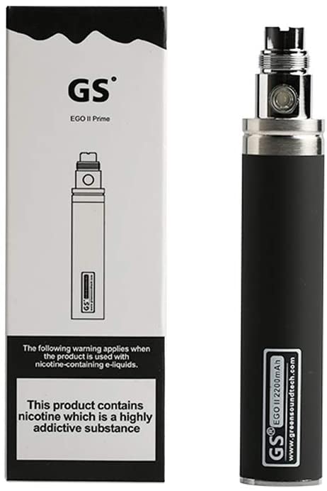 FOXFIVES Electronic Cigarette Enhanced GS EGO II 2200mAh E-Cigarette Vape Battery with Micro USB Charger 510 E-Shisha E-Cigar Vaporizer Nicotine Free - Black