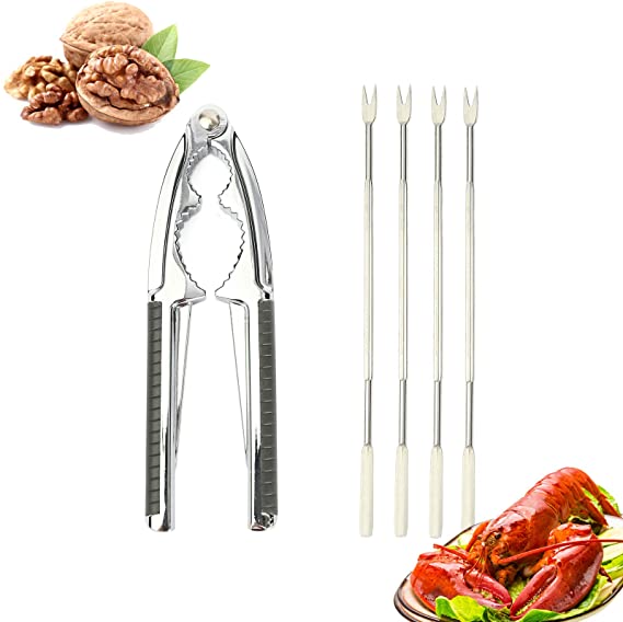 WhaleGate Crab Crackers and Tools Nut Crackers for All Nuts Nut Crackers and Picks Seafood Crackers & Stainless Steel Lobster Crackers with Non-slip Handle (Black)