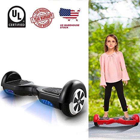 WeSkate Hoverboard UL 2272 Certified 6.5" Electric Smart Self Balancing Scooter Board-Max 220lbs, 350W dual motors, Battery Power-off Protection, 6.5 MPH Speed