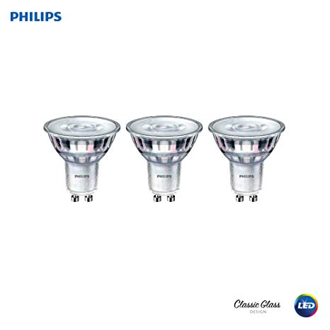 Philips LED GU10 Dimmable 35-Degree Spot Light Bulb: 400-Lumen, 3000-Kelvin, 6-Watt (50-Watt Equivalent), Bright White, 3-Pack (California Residents Only)