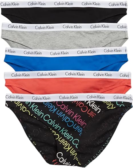 Calvin Klein Womens Carousel Logo Pride Cotton Stretch Bikini Panties, Multipack