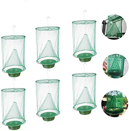 Sutify Ranch Fly Trap with Bait Tray Flay Catcher， Fly Catcher Cage The Most Effective Trap Ever Made with Food Bait Flay Catcher for Outdoor, Family Farms, Parks（6pcs）