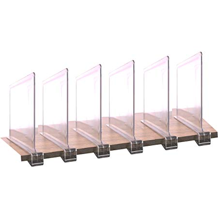 6PCS Multifunction Acrylic Shelf Dividers,Closets Shelf and Closet Separator for Wood Closet,Only Need to Slide to Adjust The Appropriate Distance