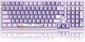 MageGee SKY98 Wireless Gasket Mechanical Gaming Keyboard, 96% Hot Swappable RGB Custom Creamy Keyboard with 5-Layer Sound Padding, BT/2.4G/USB-C, NKRO for Win/Mac (Lavender, Violet Switch)