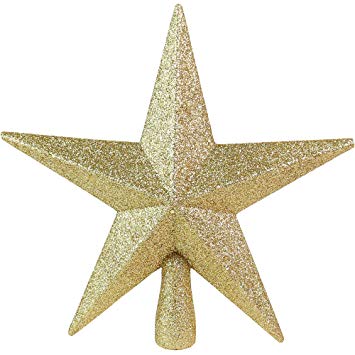 Ornativity Glitter Star Tree Topper - Christmas Gold Decorative Holiday Bethlehem Star Ornament