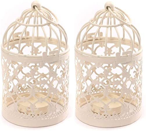 HOMEGOAL Decorative Candle Lanterns,Small Metal Birdcage Candle Holders,Hanging Tealight, Vintage Centerpieces for Wedding & Party