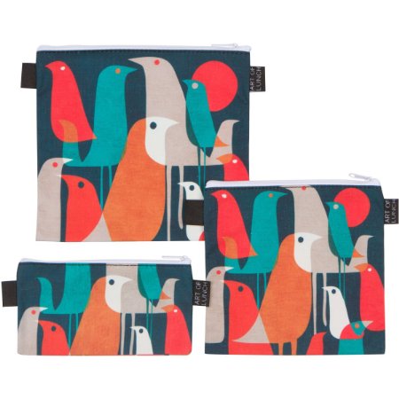 Reusable Sandwich & Snack Baggies by ART OF LUNCH with Design by Budi Satria Kwan (Indonesia) - Set of 3 Designer Sandwich Bags Produced Through a Partnership With Artists Around the World