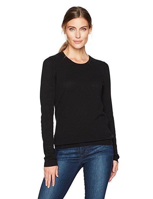 Lark & Ro Women's 100% Cashmere Soft 12-Gauge Crewneck Pullover Sweater