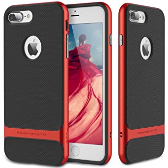 iPhone 7 Plus Case, ROCK [Royce] - Black & Red [Ultra Thin][Heavy Duty][Metal Texture Side Buttons][Dual Layered][Slim Fit][Hard PC   Soft TPU] For Apple iPhone 7 Plus (2016)