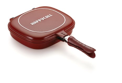 Happycall Nonstick Double Pan, Omelette Pan, Flip Pan, Square, Dishwasher Safe, PFOA-free, Red (Multi, 2.75"H)