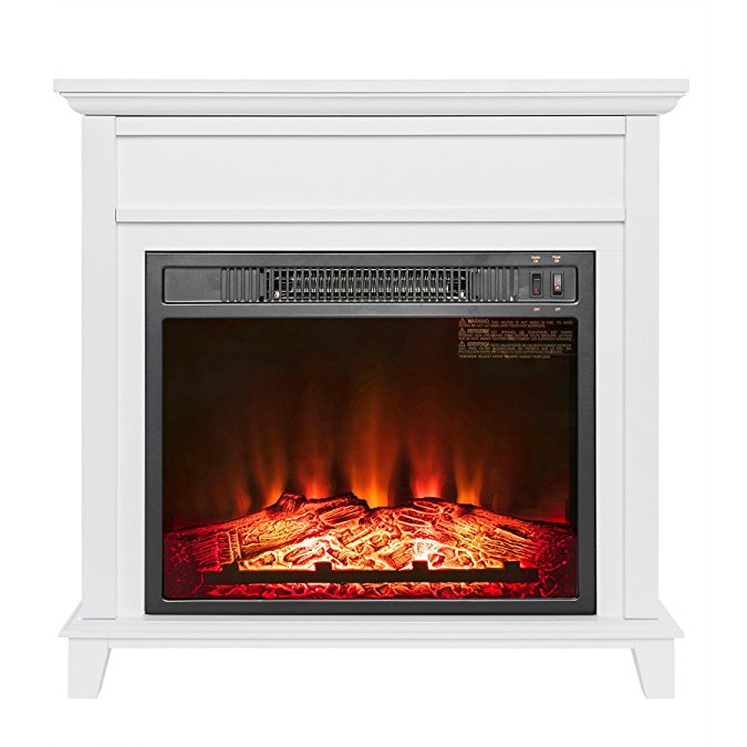AKDY 27" Insert Freestanding Push Button Control White Finish Electric Fireplace Stove Heater