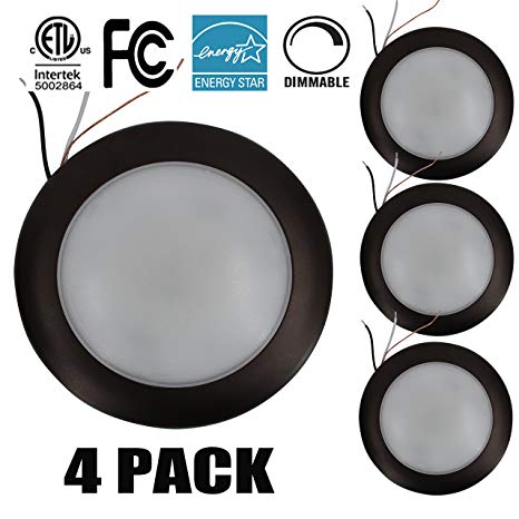 15W 7.5'' Dimmable LED Disk Light,Mini LED Ceiling light,Flush Mount Ceiling Fixture,LED Downlight (120W Replacement), Daylight, ENERGY STAR, Installs into Junction Box Or Recessed Can,5000K4PK(O)