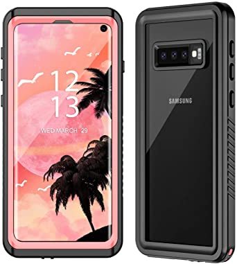 YUANSE Samsung Galaxy S10 Waterproof Case, S10 Case with Built-in Screen Protector Fingerprint Reader Shockproof Waterproof Case for S10 6.1(inch) Pink