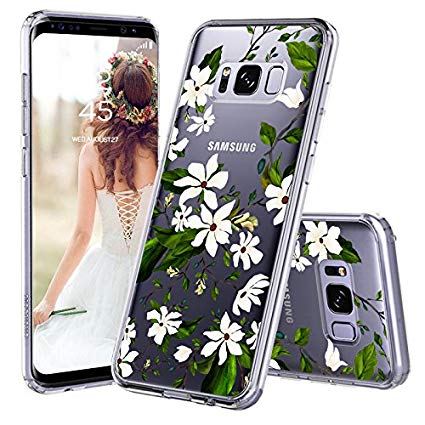 Galaxy S8 Plus Case, Galaxy S8 Plus Case for Women, MOSNOVO Floral Magnolia Flower Pattern Clear Design Plastic Case with TPU Bumper Protective Case Cover for Samsung Galaxy S8 Plus