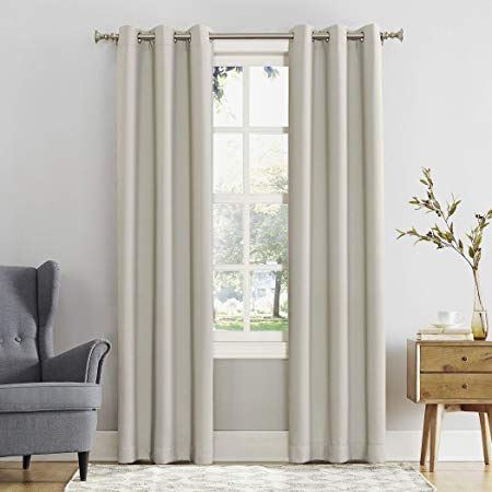 Sun Zero Easton Blackout Energy Efficient Grommet Curtain Panel, 40" x 108", Pearl