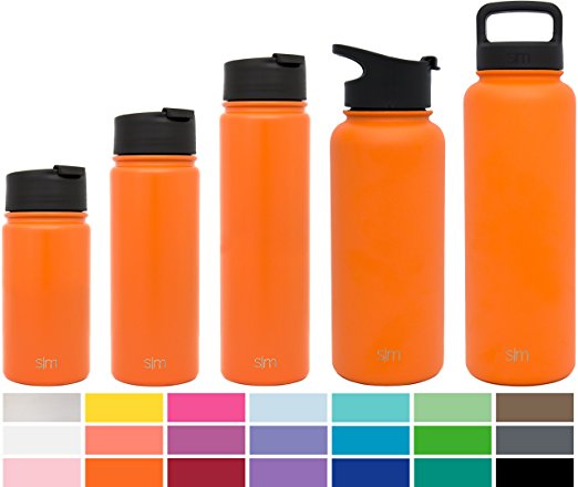 Simple Modern Summit Water Bottle   Extra Lid - Vacuum Insulated 18/8 Stainless Steel Powder Coated - 6 Sizes, 22 Colors