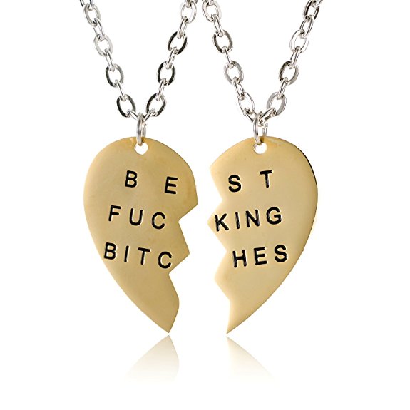 AOLOSHOW Best Fucking Bitches Pendant Necklace Birthday Gift Gold Silver Tone