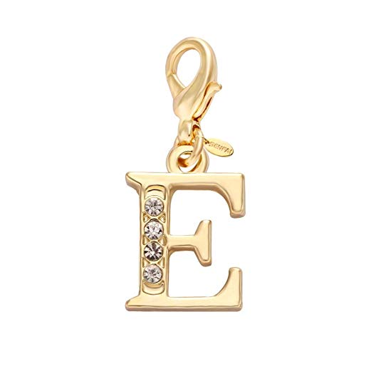 SENFAI 26 Alphabet English Letters Crystal First Initial Name Charms for Bracelet,Necklace,Zipper Puller