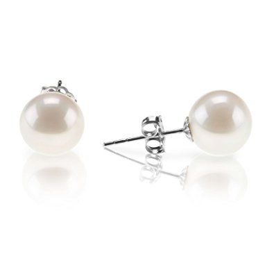 PAVOI Sterling Silver Round Stud Freshwater Cultured Pearl Earrings - Handpicked AAA  Quality