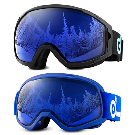 Odoland Snow Ski Goggles S2 Double Lens Anti-Fog Windproof UV400 Eyewear for Adult and Youth-Skiing, Snowboarding, Motorcycle Cycling and Snowmobile Winter Outdoor Sports Protective Glasses