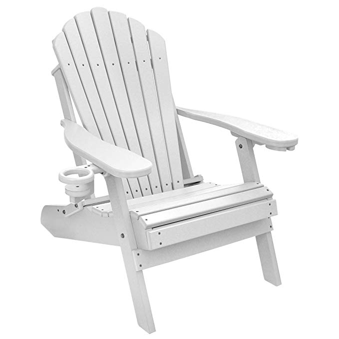 ECCB Outdoor Outer Banks Deluxe Oversized Poly Lumber Folding Adirondack Chair (White)