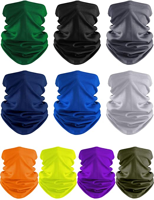 Summer UV Protection Neck Gaiter Scarf Balaclava Breathable Face Cover Scarf (Navy Blue, Army Green, Black, Dark Grey, Light Grey, Royal Blue, Green, Purple, Fluorescent Green, Orange, 10)