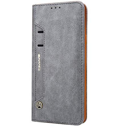 Samsung Galaxy S9 5.8" Flip Folio Leather Wallet Phone Case with Credit Card Holder, Grey