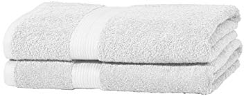 AmazonBasics Fade Resistant Towel Set, 2 Bath - Forever White, 500gsm