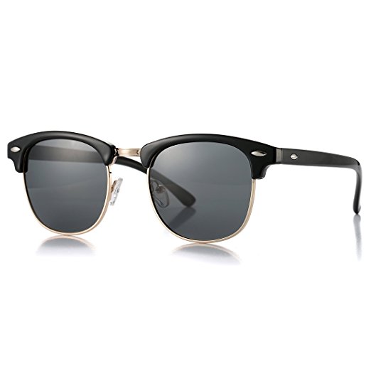 COASION Retro Semi Rimless Polarized Clubmasters Sunglasses for Men Women - 100% UV400 Protection