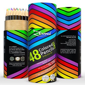 Colored Pencils Coloring Drawing Color Pencil Set 48 Colors - Best Art Colour Pens for Adults and Kids with FREE Extra Gift Book (ebook)- Artist Sketch Draw Pack with 100% Quality Guarantee (1 Set)