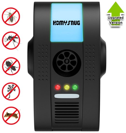 New Version Ultrasonic Pest Repeller HomySnugTM Electronic Plug-in Insects Control Repellent- Best Solution for Insects and Rodents Cockroach Fly Ants Spiders Fleas Mice etc Air Purifier
