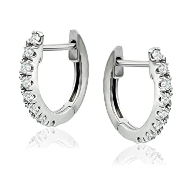 River Island Sterling Silver Cubic Zirconia Hoop Huggie Earrings | Available in Silver, Rose and Yellow Gold.