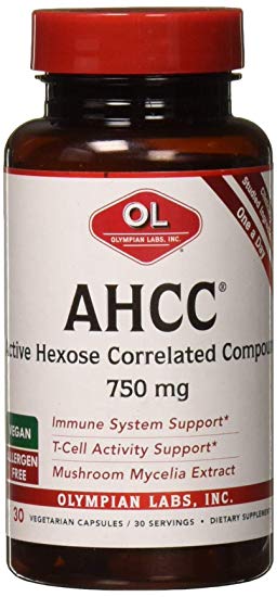 Olympian Labs Premium AHCC Supplement–750mg of AHCC per Capsule–Supports Immune Health, Liver Function, and Natural Killer Cell Activity- 30 Caps