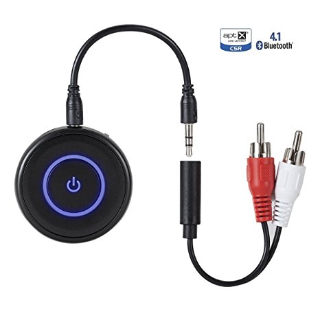 Golvery Bluetooth 4.1 Transmitter and Receiver - 2 in 1 Wireless 3.5mm Aux Bluetooth Audio Adapter – aptX Low Latency, Enjoy HiFi Music - for Home TV, PC, Headphones, Speakers & Car Stereo System