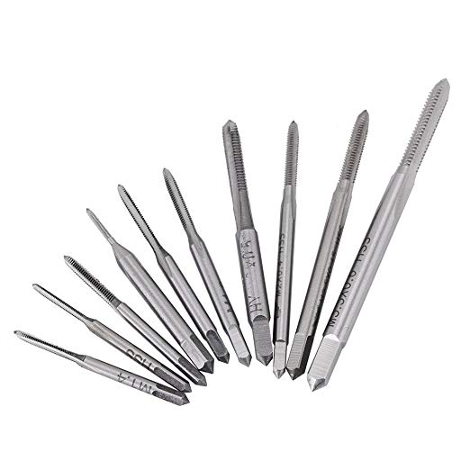 10pcs Mini NC HSS High Speed Steel Metric Machine Plug Thread Screw Tap Tool Set Straight Fluted Pipe M1, M1.2, M1.4, M1.6, M1.7, M1.8, M2, M2.5, M3, M3.5