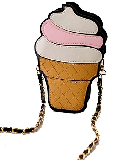 Buenocn 2015 Summer Ice Cream Cake Pattern Women Pu Leather Clutch Purse Cross Body Bag Shy743