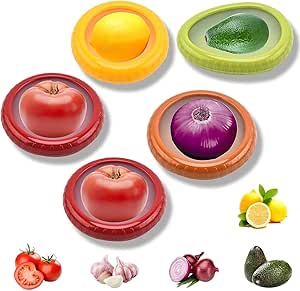 4Pack Silicone Fruit Storage Box, Silicone Fruit Storage Containers, Silicone Fruit Storage for Fridge, Reusable Fruit Vegetable Containers for Fridge Keep Fresh, for Lemons,Potatoes (4 Pack-Mix)