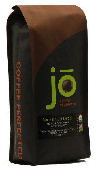 NO FUN JO DECAF: 12 oz, Organic Decaf Ground Coffee, Swiss Water Process, Fair Trade Certified, Medium Dark Roast, 100% Arabica Coffee, USDA Certified Organic, NON-GMO