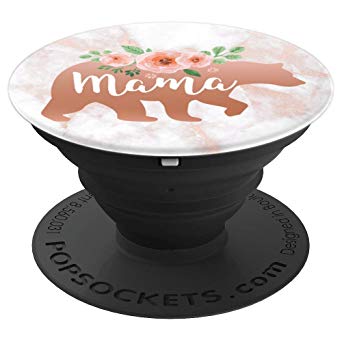 Mama Bear | Trendy Watercolor Pink Roses On Rose Background - PopSockets Grip and Stand for Phones and Tablets
