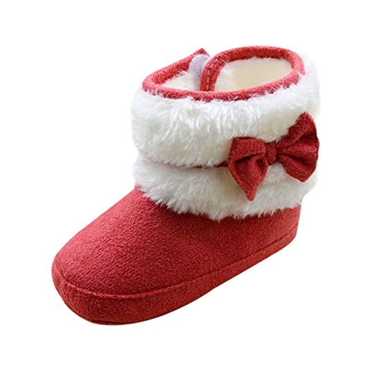 Weixinbuy Baby Girl Fur Bowknot Snow Short Boots Warm Fleece Shoes