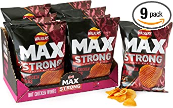 Walkers Max Strong Hot Chicken Wing, 9 x 150 g