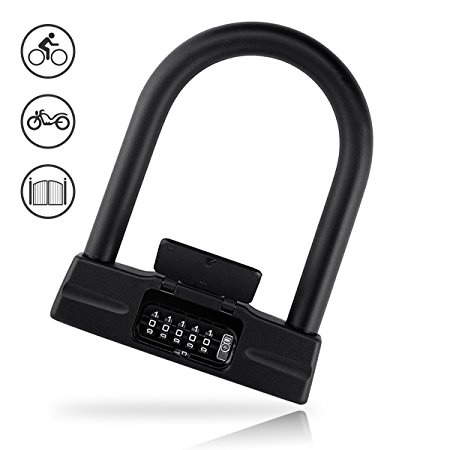 Heavy Duty Combination Bike U Lock,OUTERDO Hydraulic Cutting Resistant 5-Digit Bicycle Motorcycle Locks Code Bike Lock 14mm Resettable Combination Cycling Dial Lock Anti-thief