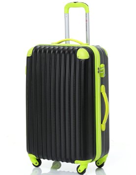 Travelhouse Hard shell Lightweight Travel Luggage Suitcase- 4 Wheel Spinner Trolley Bag 20 black and green