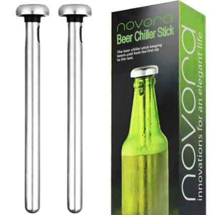 Novora Beer Chiller Sticks, Set of 2 - Stainless Steel Coolers for Bottles