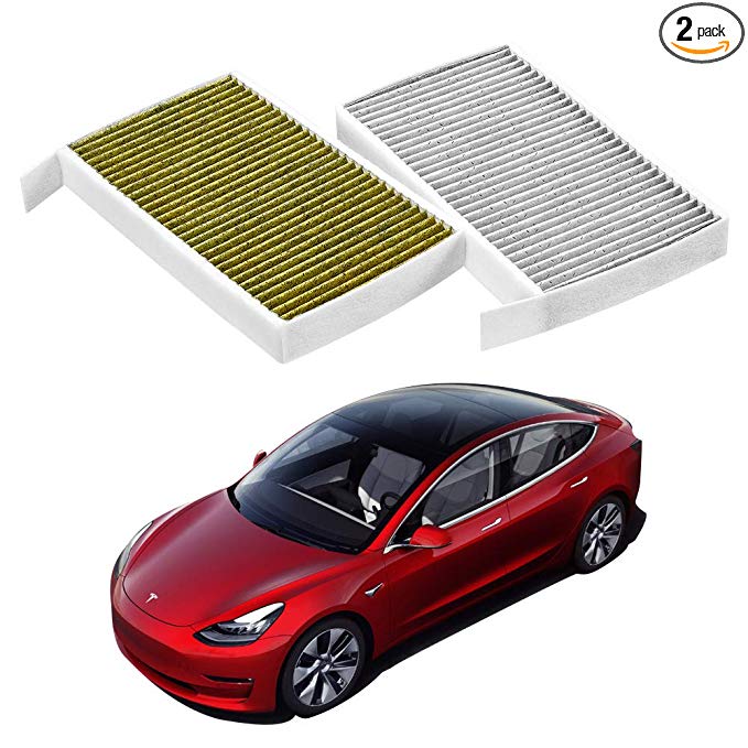 TOPlight Model 3 Premium Car Cabin Air Filter Replacement with Activated Carbon Compatible for Tesla Model 3 2017 2018 2019 against Bacteria Dust Viruses Pollen Gases Odors, 2 Pack