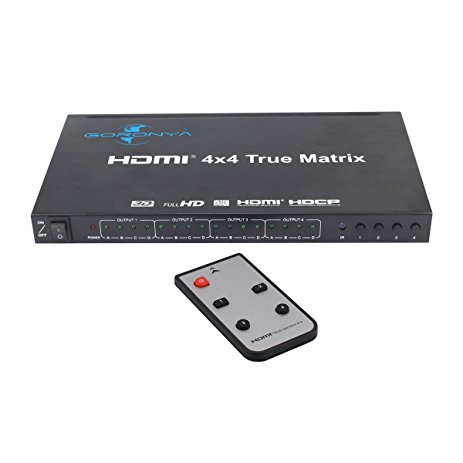 Goronya Ultra HD HDMI 4X4 Ture Matrix Switcher with IR Remote Control Support HDMI 1.4 4Kx2K 1080P EDID