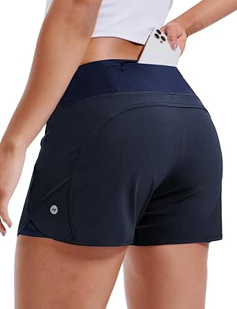 MIER Women's 2 in 1 Running Shorts Athletic High Waisted Workout Tennis Gym Shorts with Liner Zipper Pocket 3"