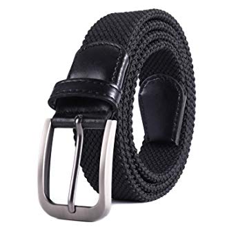 Weifert Belt for Men Braided Stretch Belt/No Holes Elastic Fabric Woven Belts